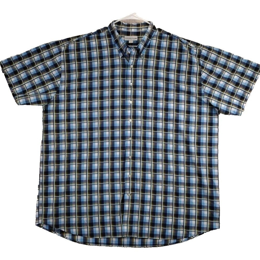 Cutter Buck Plaid Short Sleeve Button Down Shirt Mens 3XT Blue White Black